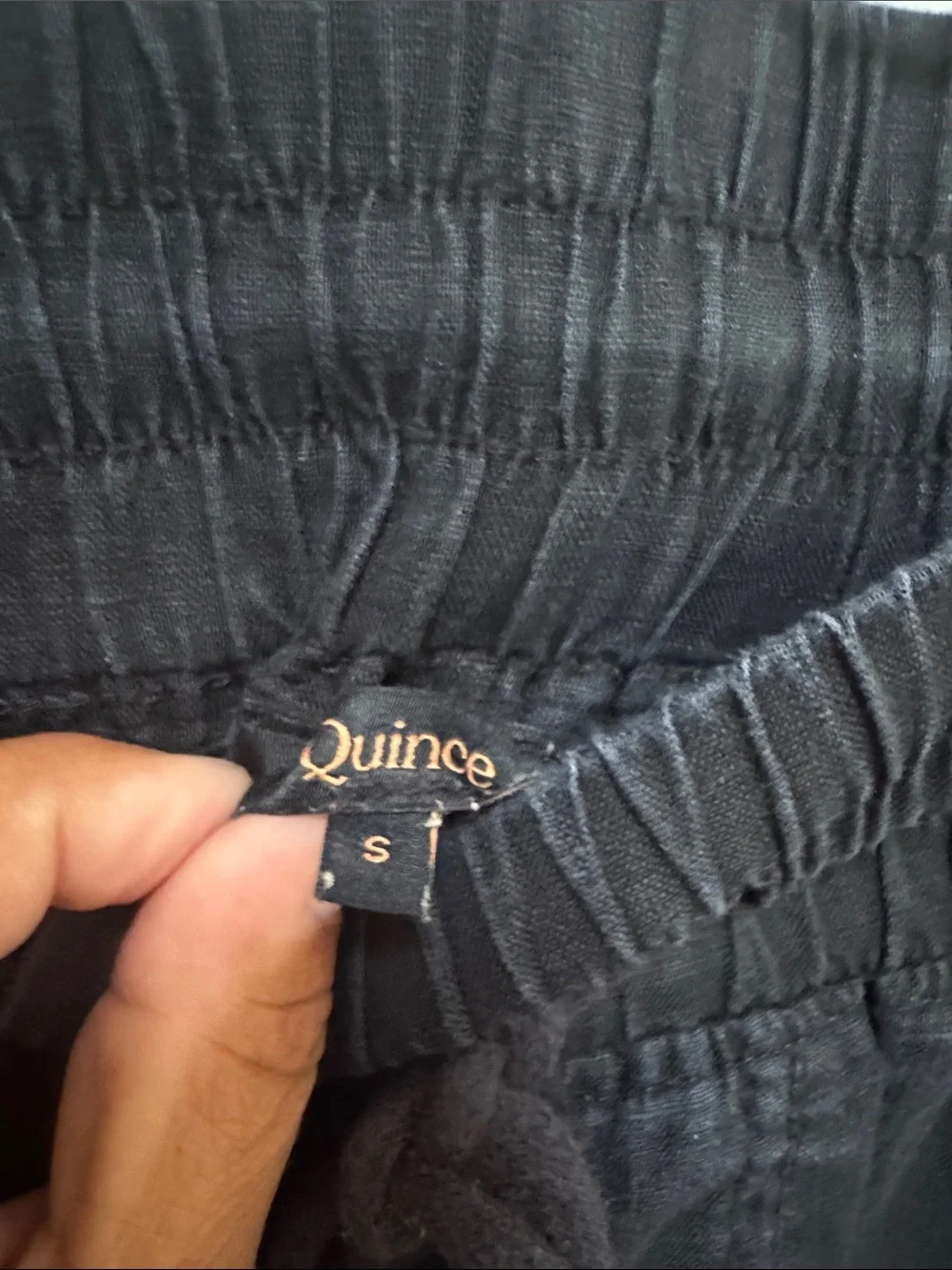 Quince 100% European Linen Wide Leg Pull On Black Pants Size S Coastal Vacation